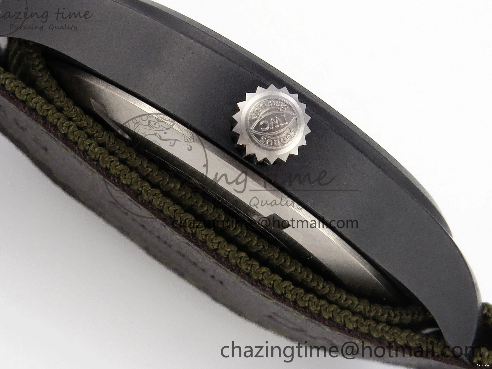 MIROTIME 0519 Mark XVIII Top Gun “SFTI” Black Ceramic IW324712 ZF 1:1 Best Edition on Green Nylon Strap A Tailored 7025